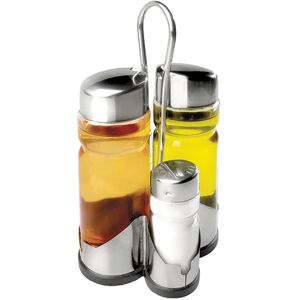 Set vinaigrier 4 pieces en verre et inox - Huiles, vinaigre, sel et poivre Ibili []