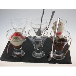 Coffret 6 coupes a glace et 6 grandes cuilleres coudees Lebrun [Gris metallise]