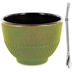 Tasse en fonte verte et bronze 0,15 L + paille inox avec filtre Aromandise