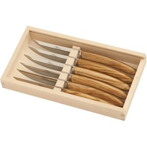 Coffret 6 couteaux bois d olivier le thiers prestige Jean Dubost [Noir]