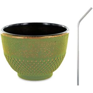 Tasse en fonte verte et bronze 0,15 L + 4 pailles en inox Youdoit