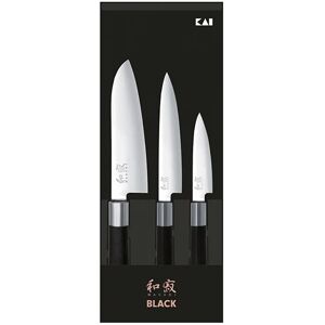 Set 3 couteaux 10 cm,15 cm,18 cm Wasabi Black Kai [Noir]