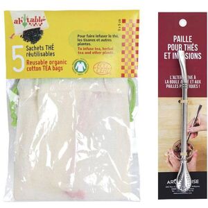 5 sachets de the reutilisables + paille inox avec filtre Youdoit