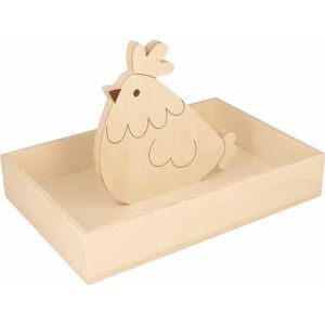 Plateau en bois avec poule - 25 x 17 x 4,5 cm Artemio