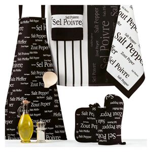 Set manique, gant, torchon et tablier noir sel & poivre Winkler [Noir]
