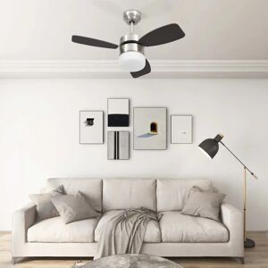 Ventilateur de plafond avec lumiere et telecommande 76 cm Marron fonce VidaXL [Gris metallise]
