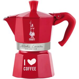 Cafetiere Italienne Moka Express I love coffee 3 tasses rouge Bialetti