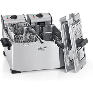 Friteuse inox double cuve 7 L 4000 W KCPFR70X Kitchen Chef Professional [Gris]