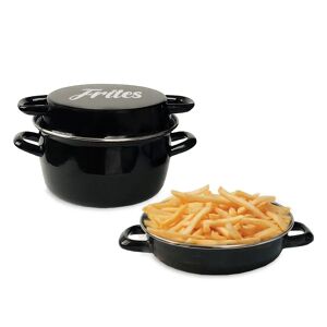 Friteuse coloris noir decor Frites 26 cm couvercle email et panier Baumalu [Gris metallise]