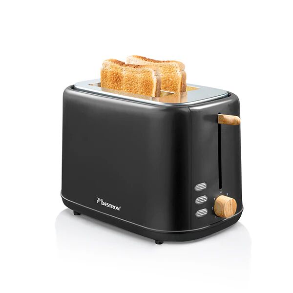 Toaster grille-pain 2 tranches noir et bois Bestron [Rouge]