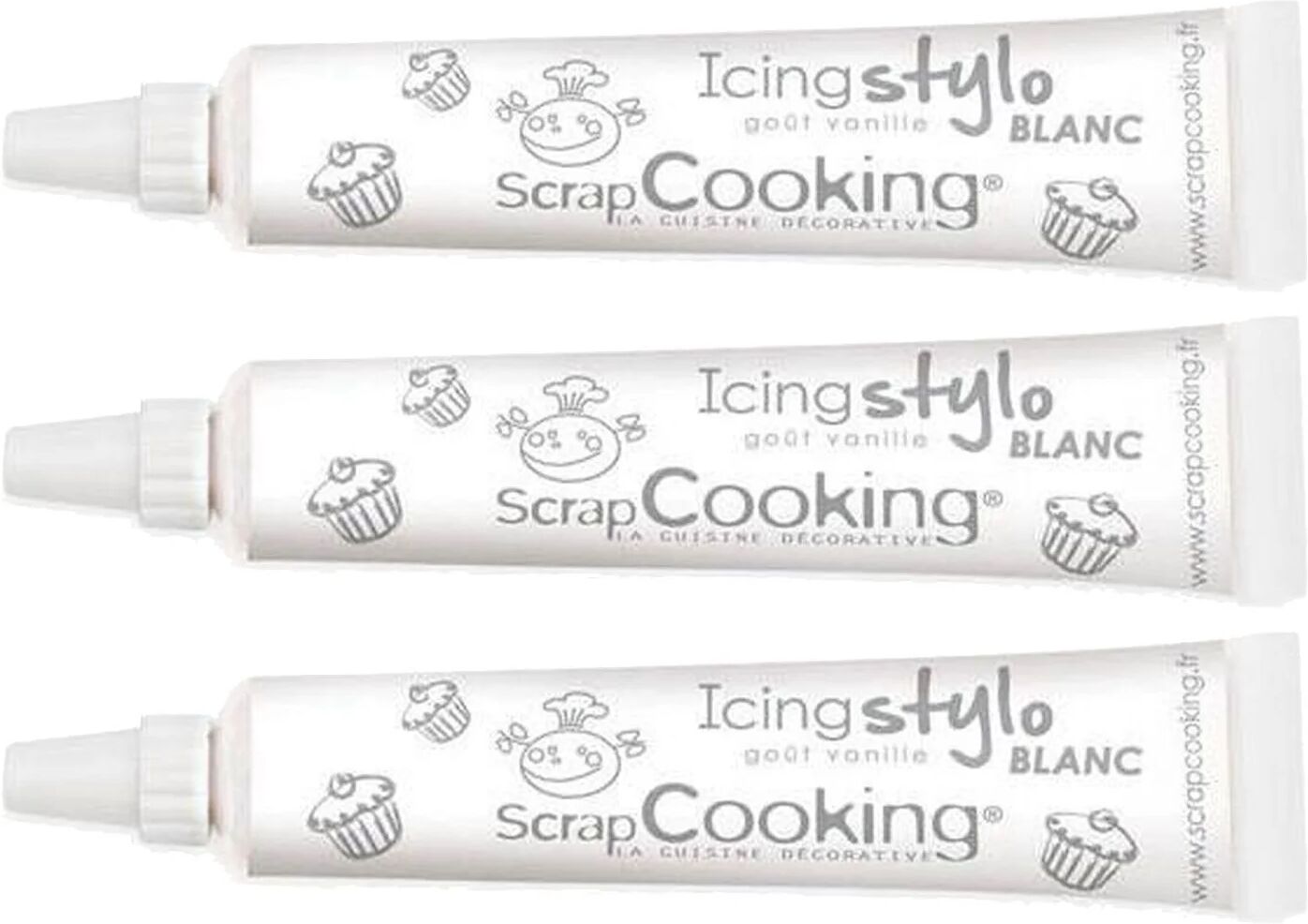 3 stylos de glaçage blanc goût vanille Scrapcooking