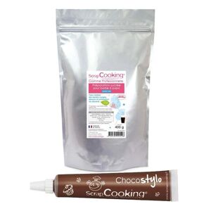 Preparation pour barbe a papa bleue 400 g + 1 Stylo chocolat Scrapcooking