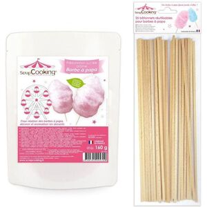 Preparation barbe a papa rose 160 g + 25 batonnets Scrapcooking