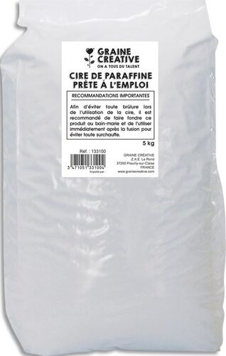 Graine créative Sac de 5 kg de paraffine prête à l'emploi, pour créer des bougies, fond au bain-marie