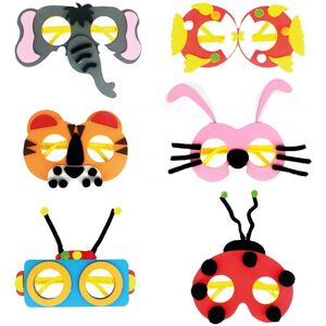 Kit de 24 Lunettes en mousse EVA lapin, éléphant, tigre, poisson, coccinelle, robot, 15/20x15cm