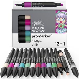 Winsor  & newton Set de 12 PROMARKER + 1 blender. Couleurs Manga.