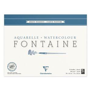 Clairefontaine Fontaine bloc collé 4 côtés 15F 30x40cm 300g grain nuageux - Lot de 2