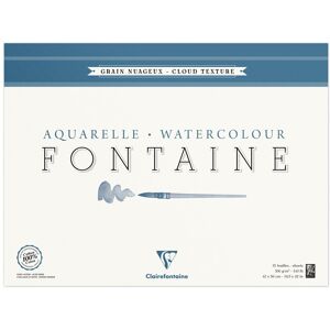 Clairefontaine Fontaine bloc collé 4 côtés 15F 42x56cm 300g grain nuageux - Lot de 2