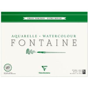 Clairefontaine Fontaine bloc collé 4 côtés 25F 36x48cm 300g grain torchon - Lot de 2