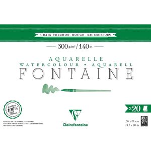 Clairefontaine Fontaine bloc collé 4 côtés 20F 36x51cm 300g grain torchon - Lot de 2