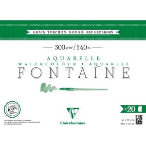 Clairefontaine Fontaine bloc collé 4 côtés 20F 46x61cm 300g grain torchon - Lot de 2 Vert foncé