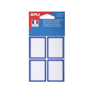 Apli Etiquettes pour livre, 33 x 53 mm, lignées, blanc/bleu - Lot de 22
