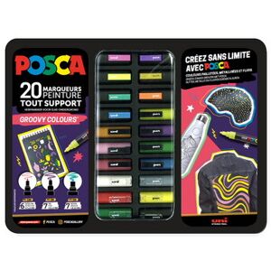 Posca Marqueur à pigment 'GROOVY COLOURS', mallette métal