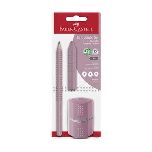 FABER-CASTELL Kit crayon de papier Jumbo GRIP, rose, blister - Lot de 3