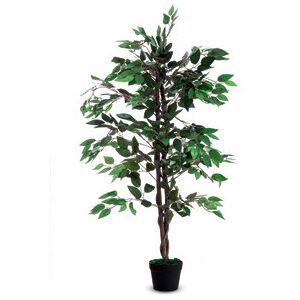 Paperflow Plante artificielle Ficus feuillage en polyester Vert, livré dans pot standard, Hauteur 120 cm Bleu turquoise