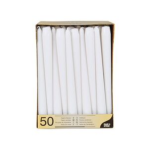 Papstar Bougie de chandelier, 22 mm, en pack de 50, blanc