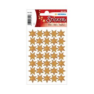 Herma Sticker de Noel DECOR 'étoiles', asssorti, or - Lot de 12 Teck