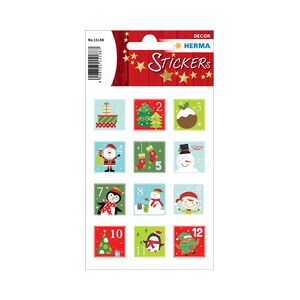 Herma Autocollants de Noël DECOR chiffres calendrier Avent - Lot de 12