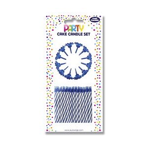 Clairefontaine Bougie d'anniversaire, rayée bleu/blanc - Lot de 10