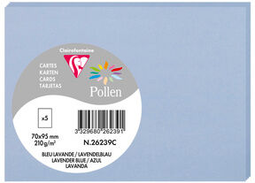 Clairefontaine Sachet de 5 cartes simples Pollen 70x95 210g/m2 - Bleu lavande - Lot de 20 Rose fuchsia