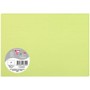 Clairefontaine Sachet de 5 cartes simples Pollen 148x210 210g/m2 - Vert bourgeon - Lot de 10 Bleu lavande