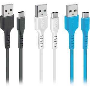 SBS Câble USB Kit câbles USB C-USB A, 1m20 noir,blanc,bleu