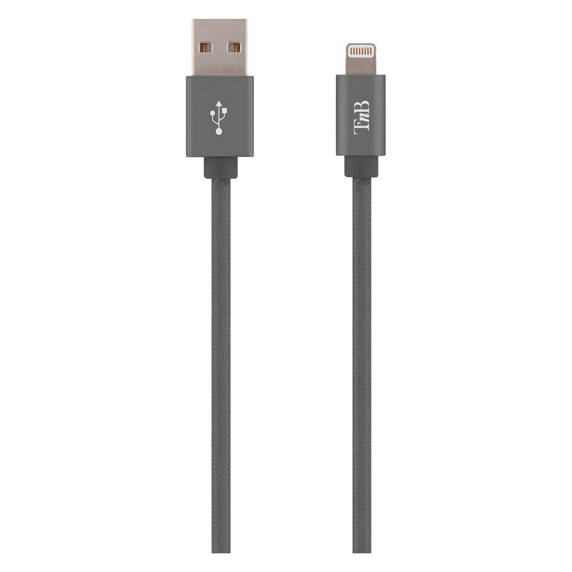 T'nb Câble tressé USB - Lightning 2 m gris sidéral Magenta