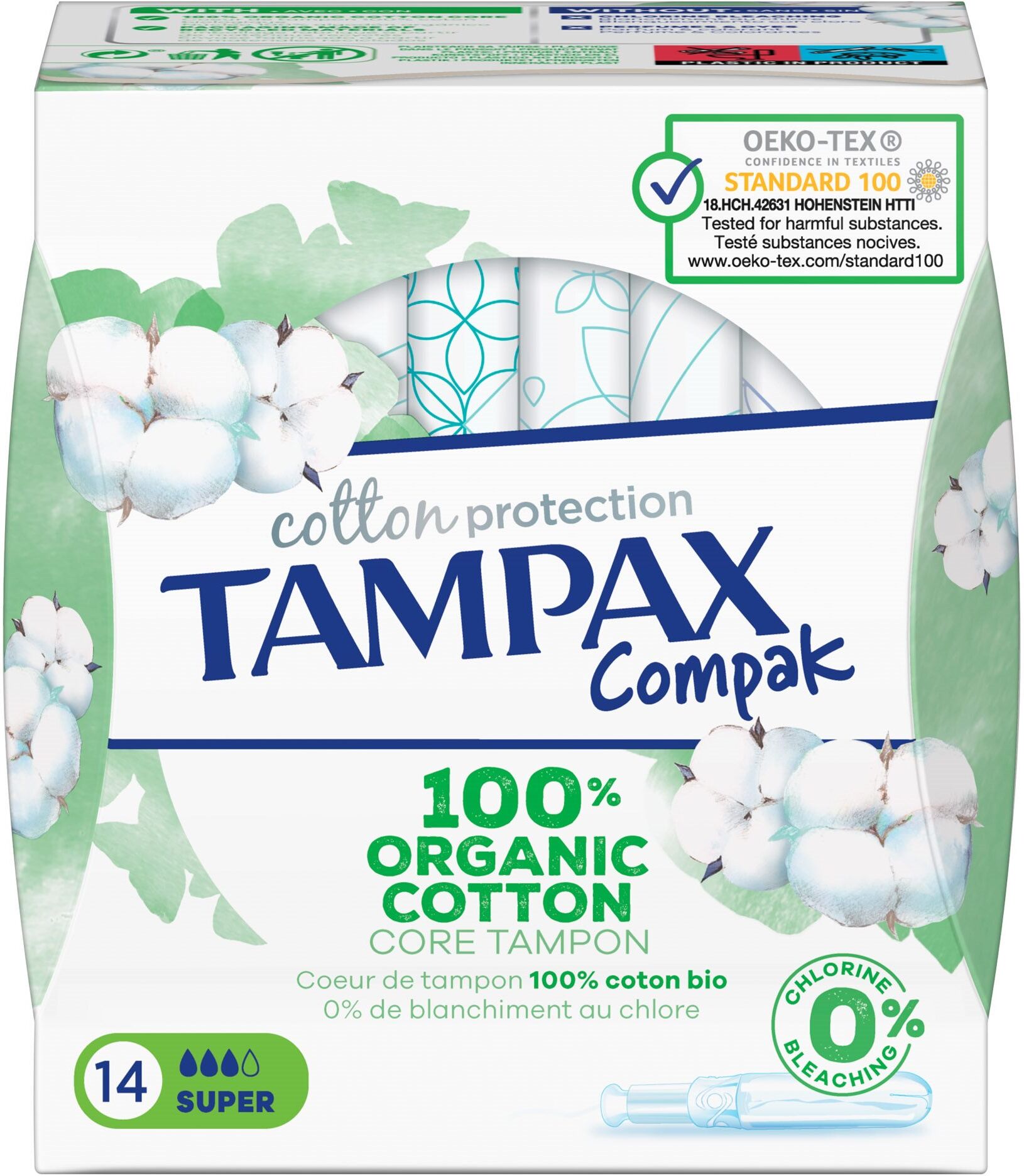 Tampons Tampax Cotton Protection Compak - Boîte de 14