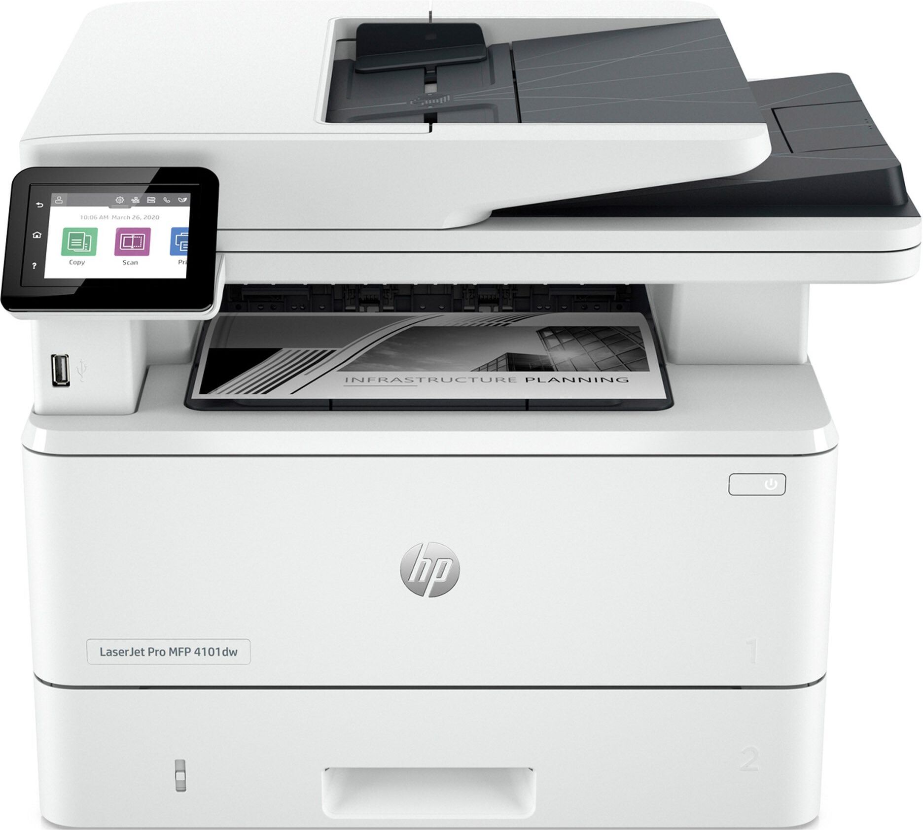 Imprimante multifonction 3 en 1 HP LaserJet Pro 4102Fdw monochrome Blanc/bois