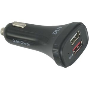 DLH CHARGEUR VOITURE USB-A QUICK CHARGE 3.0 LIVRE AVEC CABLE USB-C ET CABLE MICRO USB. 2 Ports USB dont 1 port QC Qualcomm 3.0.