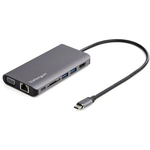 StarTech.com Adaptateur Multiport USB-C - Mini Dock USB-C avec 4K HDMI ou 1080p VGA - Hub 3x USB 3.0, SD, GbE, Audio, 100W PD Pass-Through - Statio... Blanc