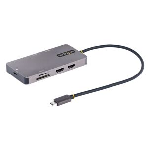 StarTech.com Adaptateur Multiport USB C - Vidéo Double HDMI 4K 60Hz - Hub USB-A 5 Gbps à 2 Ports, 100W Power Delivery Pass-Through, GbE, SD/Micro S...