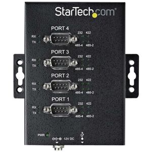 StarTech.com Hub Série 4 Ports USB vers RS232/RS485/RS422 - Convertisseur Industriel USB 2.0 vers DB9 - IP30 - Hub Série Métallique Montable sur Ra...