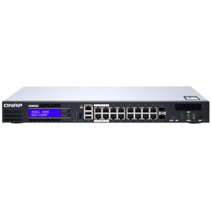 QNAP QGD-1600P Géré Gigabit Ethernet (10/100/1000) Connexion Ethernet, supportant l'alimentation via ce port (PoE) 1U Noir, Gris