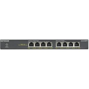 Netgear GS308PP Non-géré Gigabit Ethernet (10/100/1000) Connexion Ethernet, supportant l'alimentation via ce port (PoE) Noir