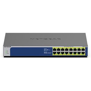 Netgear GS516PP Non-géré Gigabit Ethernet (10/100/1000) Connexion Ethernet, supportant l'alimentation via ce port (PoE) Bleu, Gris