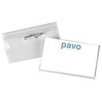 Pavo porte-badge, avec aiguille, 54 x 90 mm, transparent, - Lot de 3