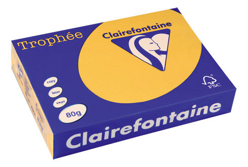 Ramette papier couleur Clairefontaine Trophée couleurs intenses A4 80 gr - 500 feuilles - bouton d'or Bleu