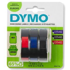 Dymo Ruban vinyle 3D Dymo couleur assortie écriture blanche 9 mm S0847730 - Blistre de 3 Blanc