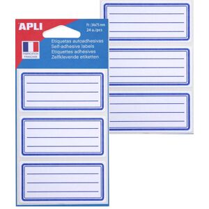 Apli Etiquettes pour livre, blanc/bleu, 34 x 75 mm lignées - Lot de 5